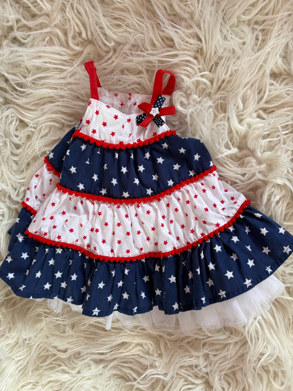 Little Me Fourth of July Patriotic Tiered Ruffle Dress 3M